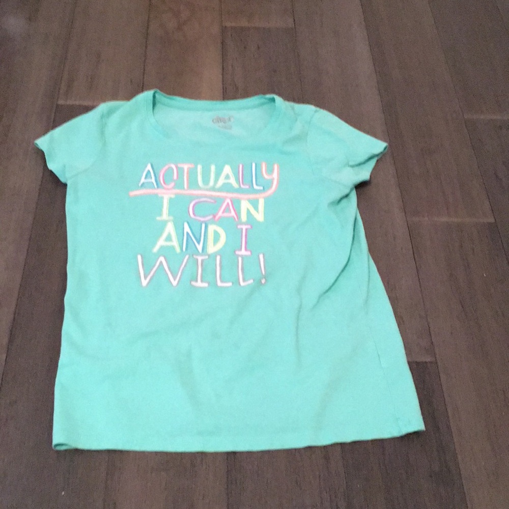 Girls teal shirt.